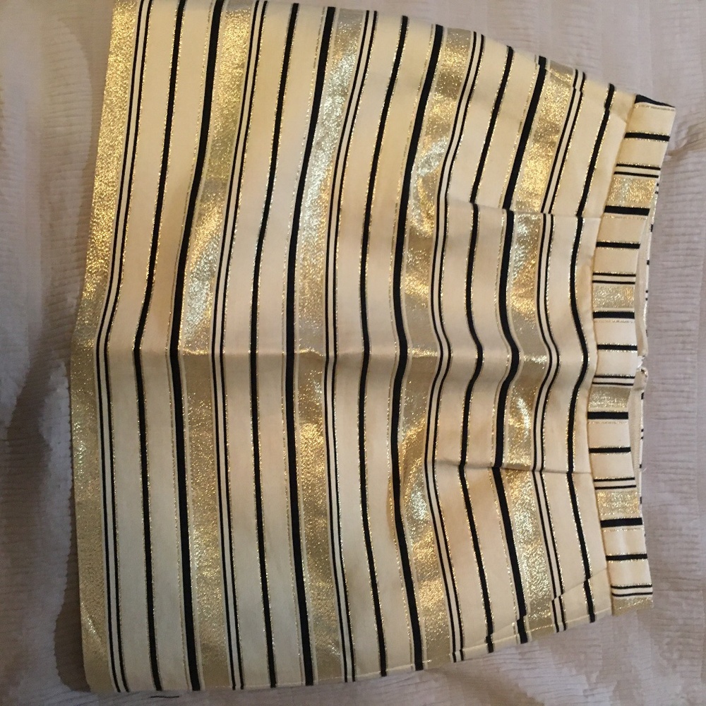 J Crew gold black striped skirt size 6